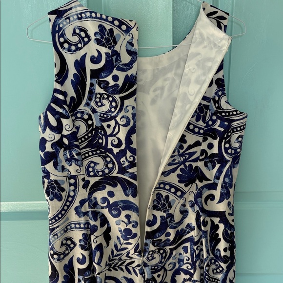 Lauren Ralph Lauren Blue & White Floral Paisley Printed Dress - Picture 6 of 6